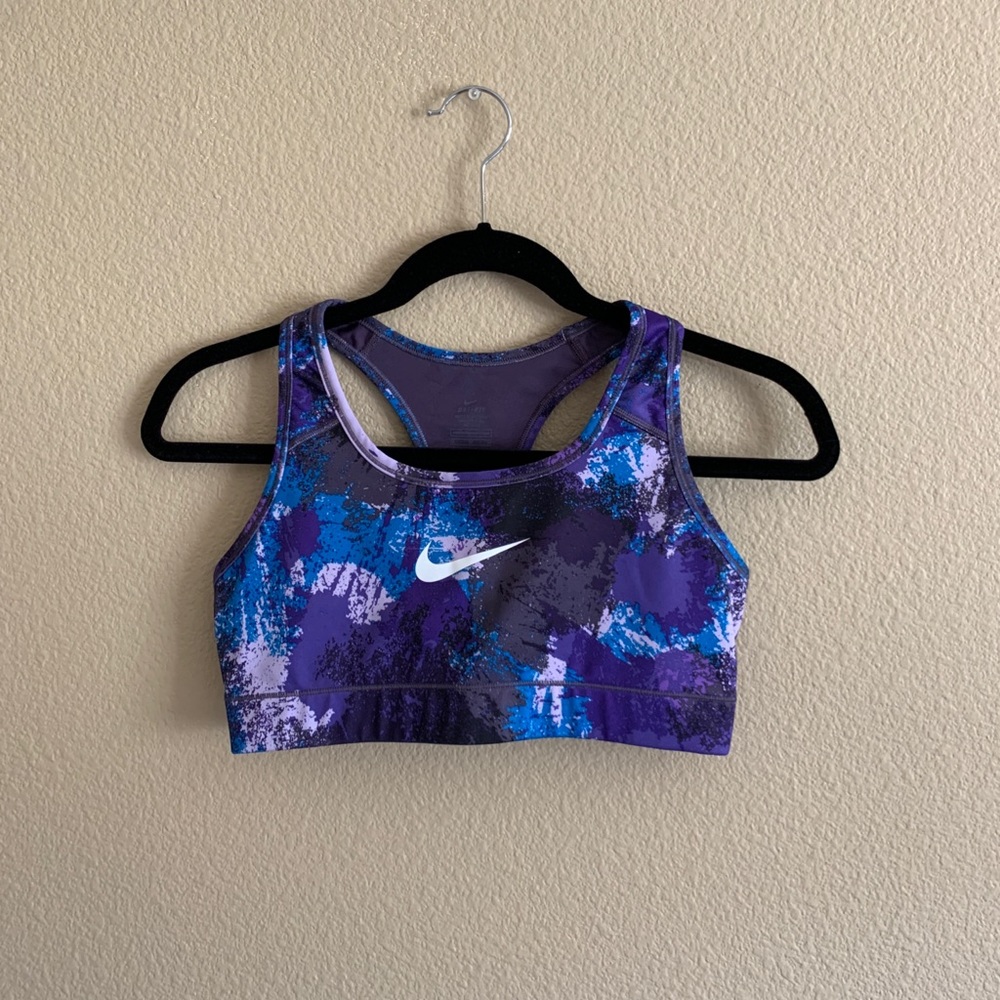 Nike dri fit sports bra/ purple splatter